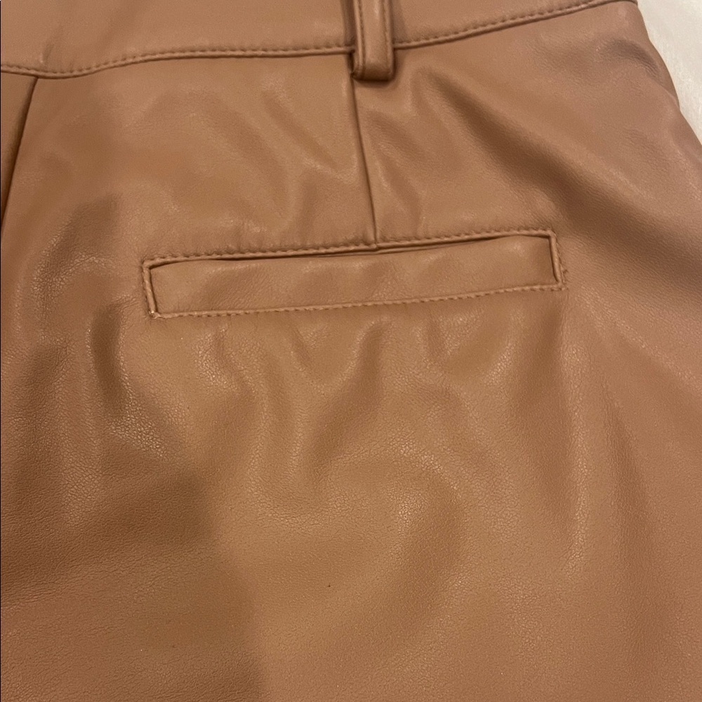 Generation Love High Waist Faux Leather Tan Shorts Size  XXS - Picture 6 of 9
